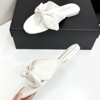 Кожаные шлепанцы Chanel с фигурным бантом PREMIUM качества