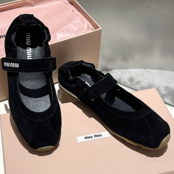 Замшевые балетки Miu Miu с эластичной вставкой PREMIUM качества
