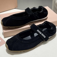 Замшевые балетки Miu Miu с эластичной вставкой PREMIUM качества