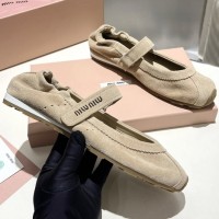 Замшевые балетки Miu Miu с эластичной вставкой PREMIUM качества
