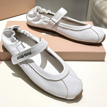 Кожаные балетки Miu Miu с эластичной вставкой PREMIUM качества
