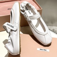 Кожаные балетки Miu Miu с эластичной вставкой PREMIUM качества