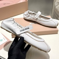 Кожаные балетки Miu Miu с эластичной вставкой PREMIUM качества