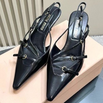 Кожаные туфли Miu Miu с пряжками PREMIUM качества