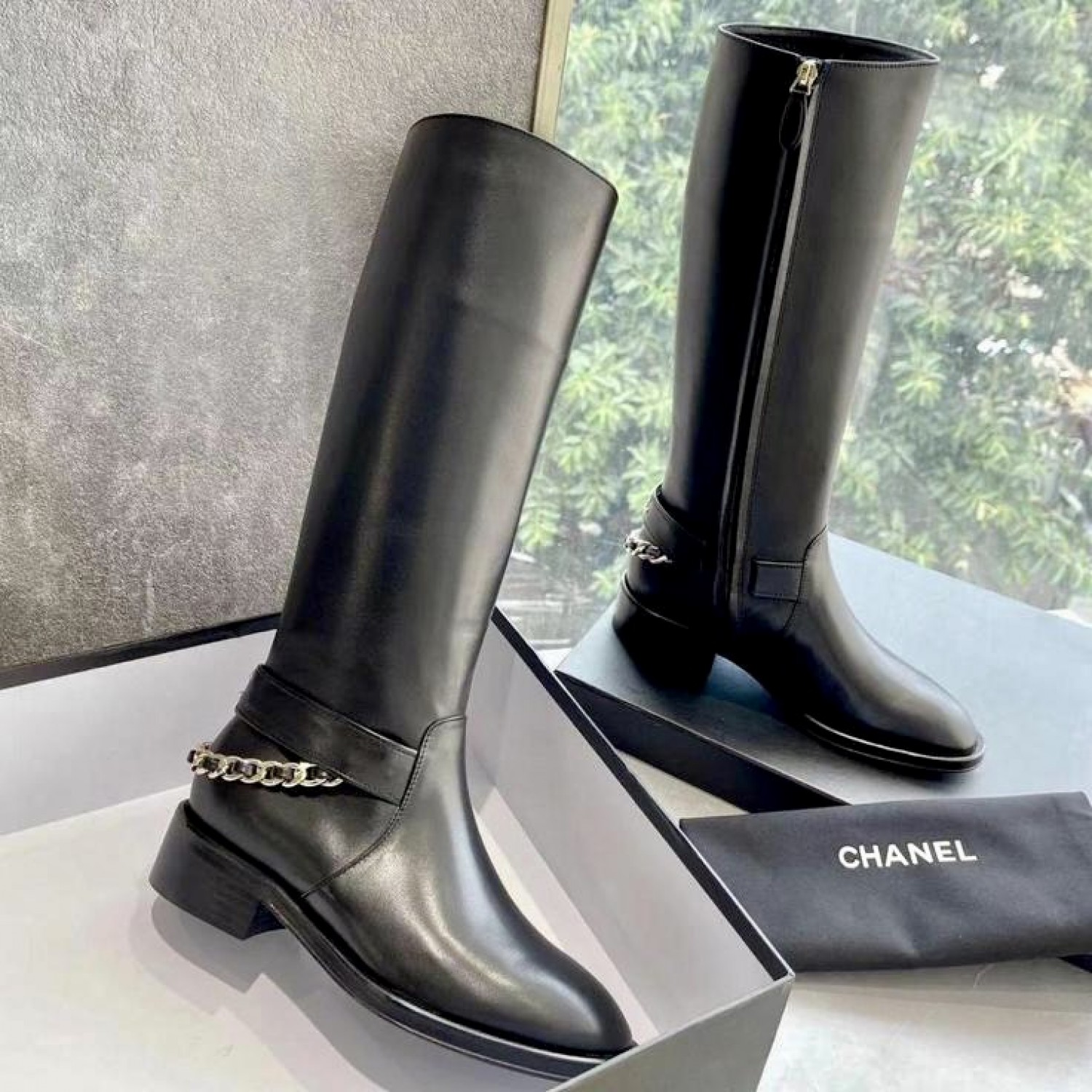 Кожаные сапоги Chanel PREMIUM качества