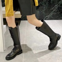 Кожаные сапоги Givenchy с логотипом и шнуровкой