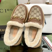 Зимние лоферы Gucci Horsebit с узором GG PREMIUM качества