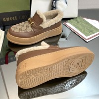 Зимние лоферы Gucci Horsebit с узором GG PREMIUM качества