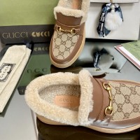 Зимние лоферы Gucci Horsebit с узором GG PREMIUM качества