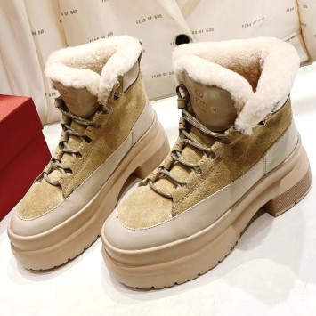 Зимние комбинированные ботинки Valentino PREMIUM качества