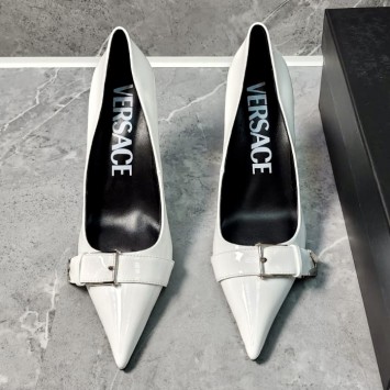 Кожаные туфли-лодочки Versace с ремешком PREMIUM качества