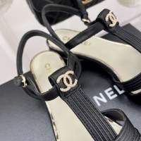 Кожаные босоножки Chanel с логотипом PREMIUM качества