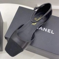 Кожаные туфли Chanel с квадратным мысом PREMIUM качества