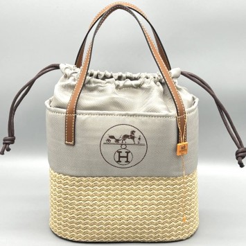 Сумка Hermes с плетением из рафии