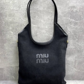 Вельветовая сумка-тоут Miu Miu IVY с логотипом