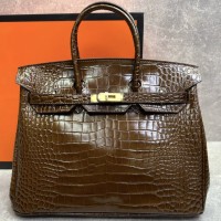 Сумка Hermes Birkin 35 с тиснением под крокодила