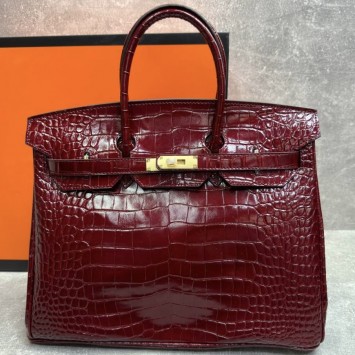 Сумка Hermes Birkin 35 с тиснением под крокодила