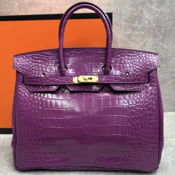 Сумка Hermes Birkin 35 с тиснением под крокодила