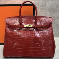 Сумка Hermes Birkin 35 с тиснением под крокодила