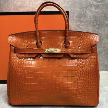 Сумка Hermes Birkin 35 с тиснением под крокодила