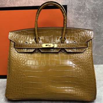 Сумка Hermes Birkin 35 с тиснением под крокодила