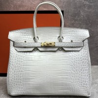 Сумка Hermes Birkin 35 с тиснением под крокодила