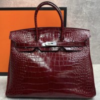 Сумка Hermes Birkin 35 с тиснением под крокодила