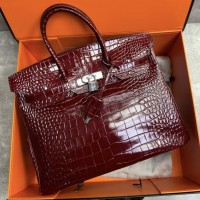 Сумка Hermes Birkin 35 с тиснением под крокодила