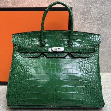 Сумка Hermes Birkin 35 с тиснением под крокодила