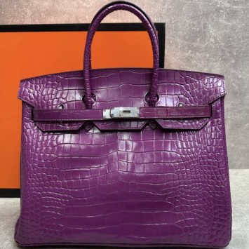 Сумка Hermes Birkin 35 с тиснением под крокодила