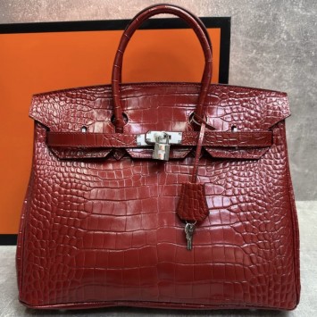 Сумка Hermes Birkin 35 с тиснением под крокодила