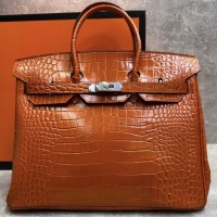 Сумка Hermes Birkin 35 с тиснением под крокодила