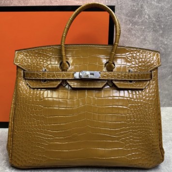 Сумка Hermes Birkin 35 с тиснением под крокодила