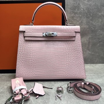 Сумка Hermes Kelly 28 с тиснением под крокодила