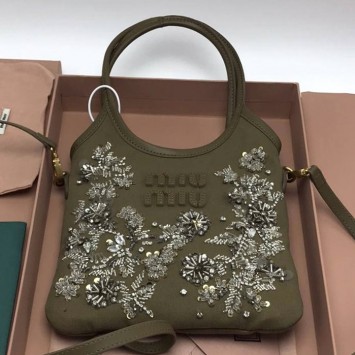 Сумка-тоут Miu Miu IVY со сверкающей вышивкой