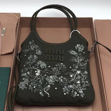 Сумка-тоут Miu Miu IVY со сверкающей вышивкой