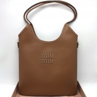 Кожаная сумка-тоут Miu Miu IVY с логотипом