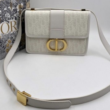 Сумка Christian Dior 30 Montaigne с монограммой белая