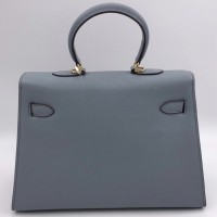 Сумка Hermes Kelly 32 серо-голубая