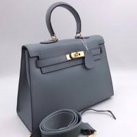 Сумка Hermes Kelly 32 серо-голубая